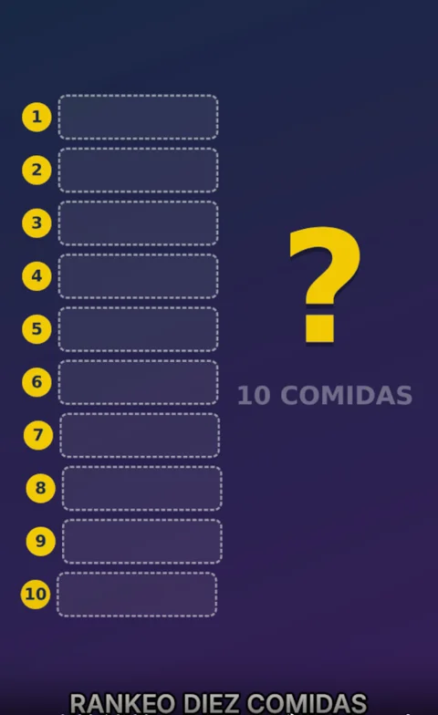 A vertical video made in Takely: a countdown board of ten dishes with a big question mark.